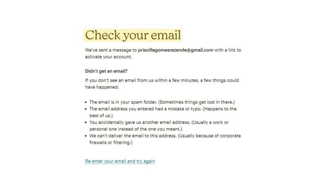 verifique e-mail Mailchimp