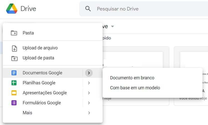 Truques do Google Docs - criar documentos a partir de modelos